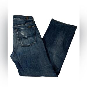 7 For All Mankind Austyn Relaxed Straight Leg Distressed Jeans Size 31